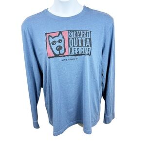 Life is Good Blue Graphic Straight Outta Rescue Men's Crusher Shirt